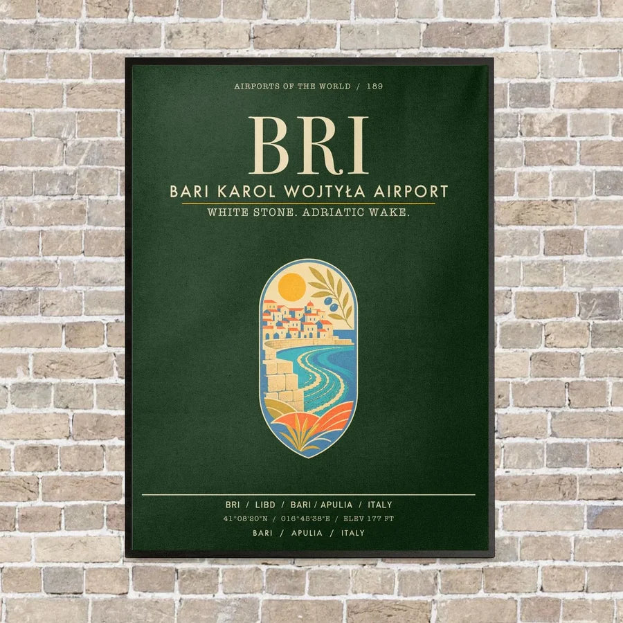 Bari Karol Wojtya Airport BRI - Canvas Framed - Dark Green