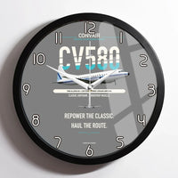 Thumbnail for Convair 580 design on gray framed wall clock