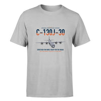Thumbnail for C-130J-30 Super Hercules design on light gray double-side t-shirt, single-side print