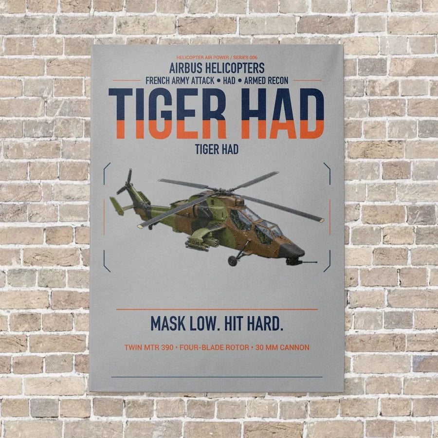 Airbus Helicopters Tiger HAD vertical canvas print - no frame - light gray background