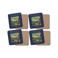 Thumbnail for The Meadow Circuit - Designed Coasters design on navy blue 4-pieces-set
