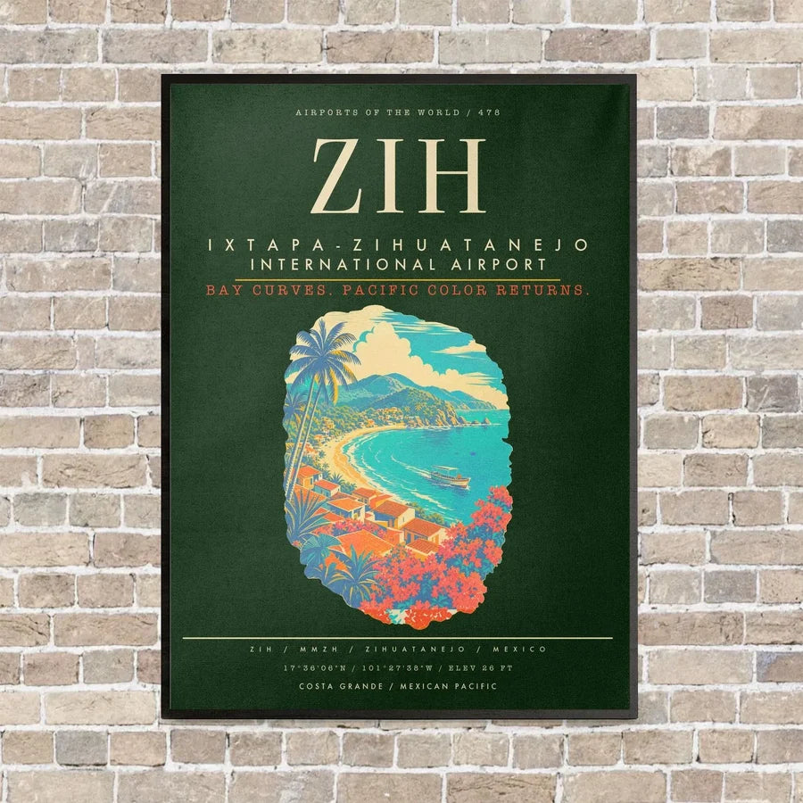 Ixtapa-Zihuatanejo International Airport ZIH - Canvas Framed - Dark Green