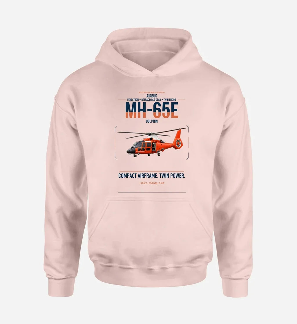Airbus MH-65E Dolphin design on pink double-side hoodie, single-side print