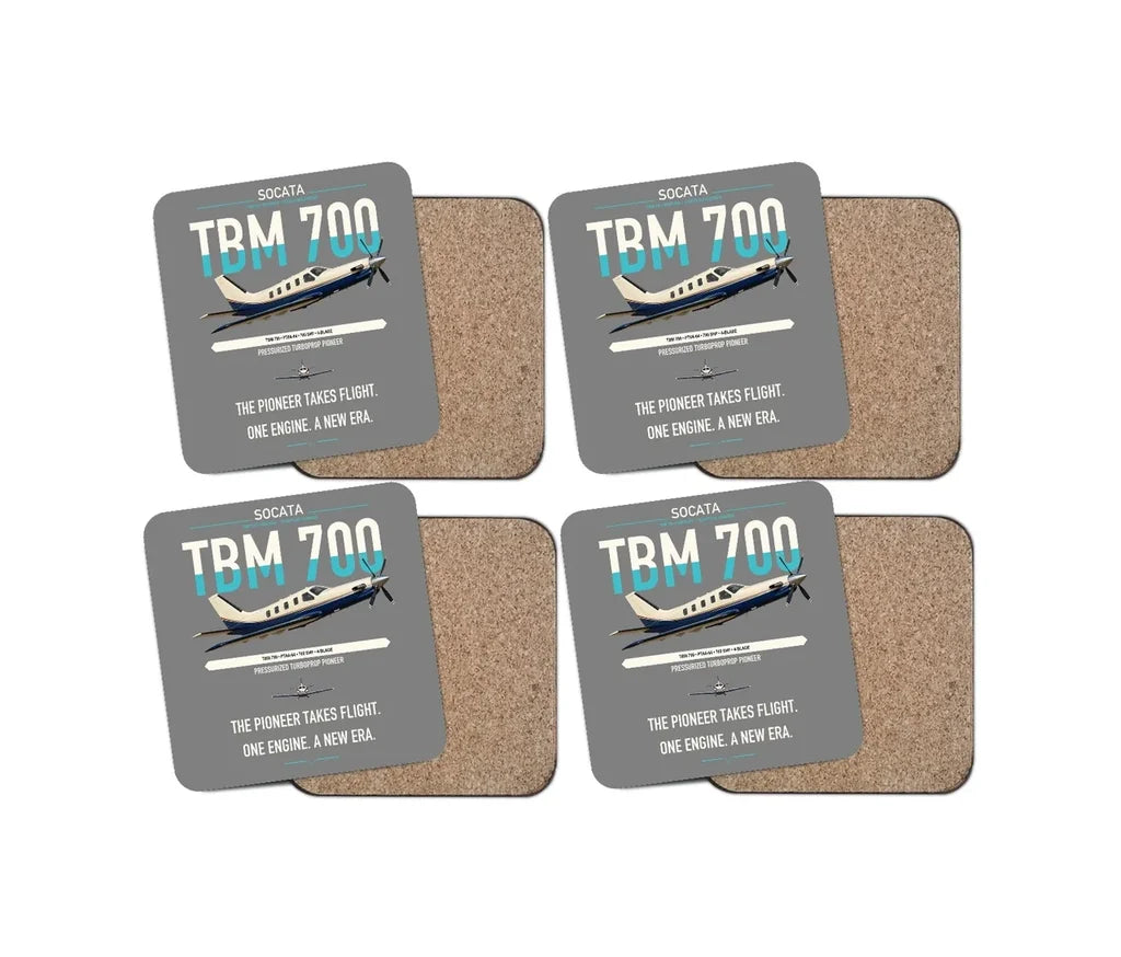 Socata TBM 700 design on gray 4 pieces set coaster