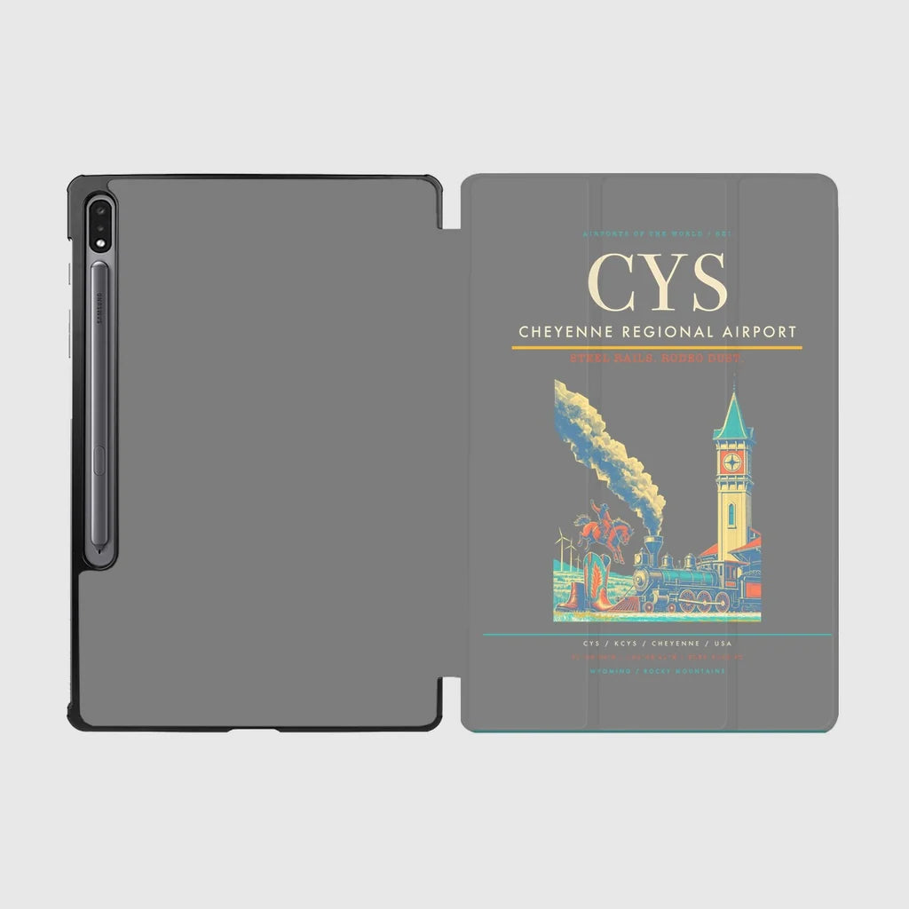 Cheyenne Regional Airport (CYS) design on gray samsung tablet tablet case