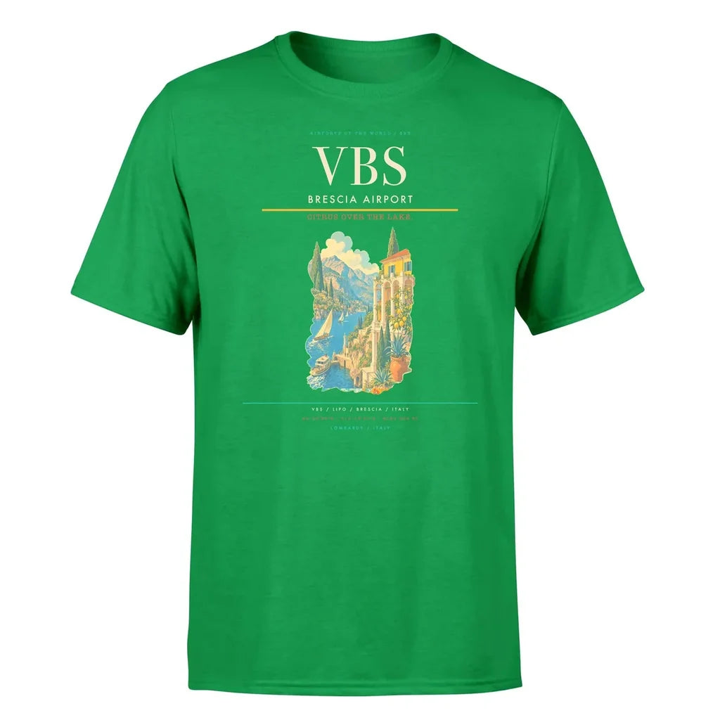 Brescia Airport (VBS) T-Shirt single-side front print in Green | brescia-airport-vbs-double-side-t-shirt