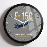 Thumbnail for F-15C Eagle design on gray framed wall clock