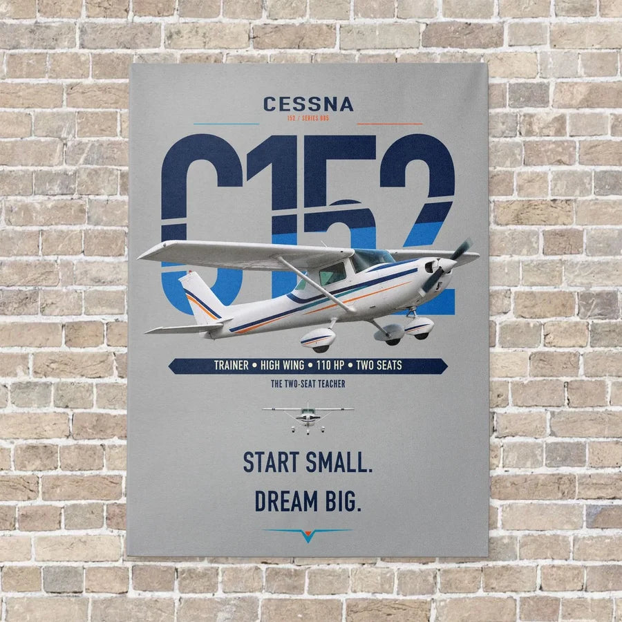 Cessna 152 vertical canvas print - no frame - light gray background