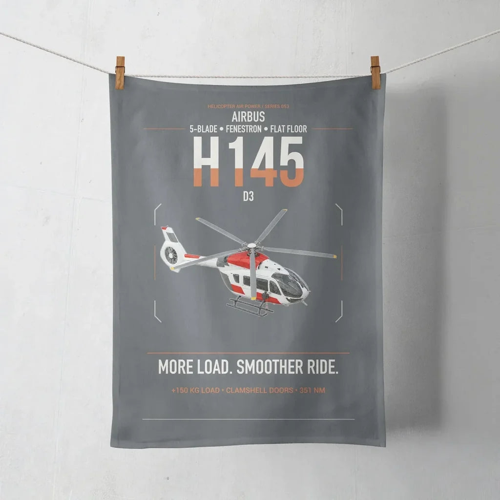 Airbus H145 D3 design on gray towel