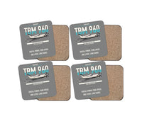 Thumbnail for Daher TBM 960 design on gray 4 pieces set coaster