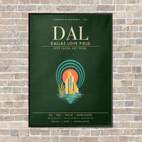Thumbnail for Dallas Love Field DAL - Canvas Framed - Dark Green