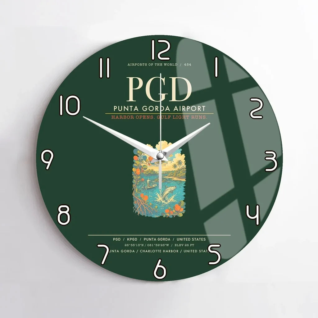 Punta Gorda Airport PGD Wall-Clock No-Frame - Dark Green