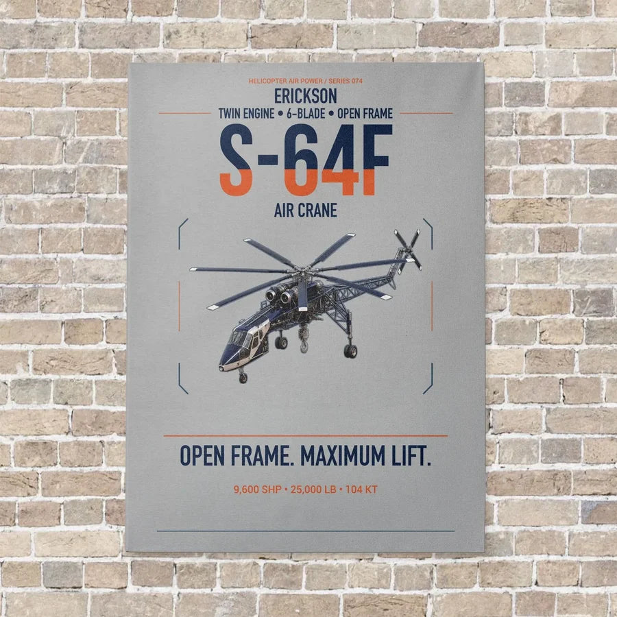 Erickson S-64F Air Crane vertical canvas print - no frame - light gray background