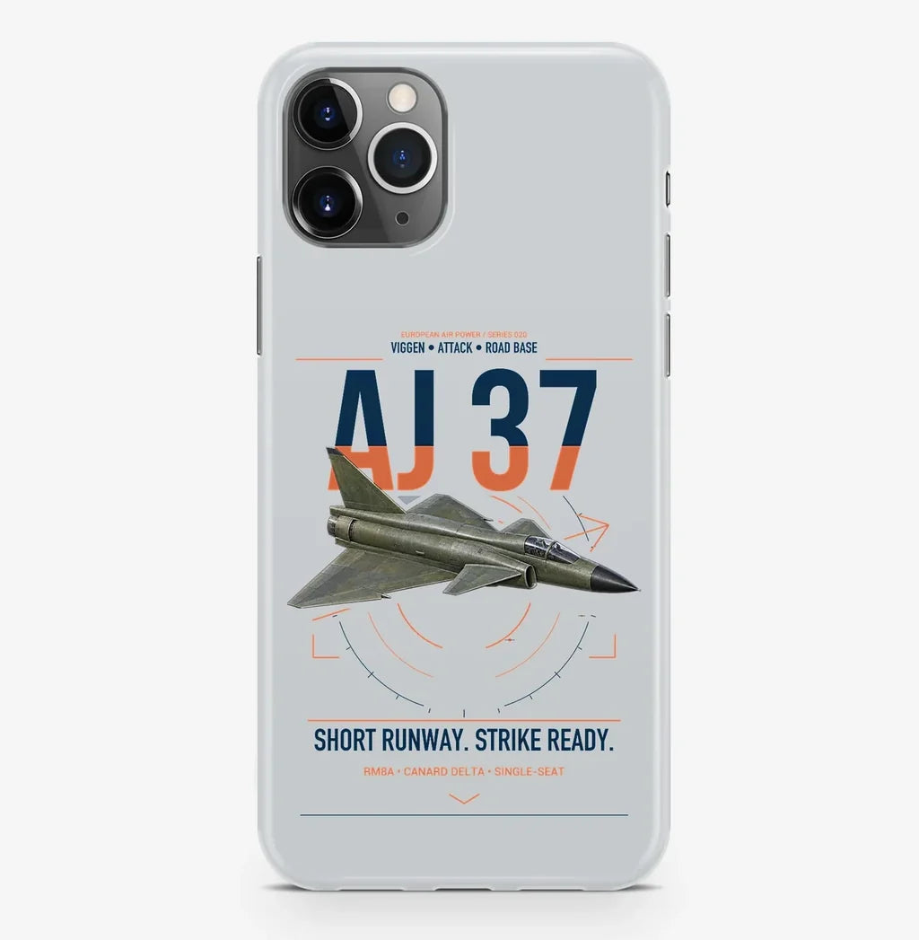 Saab AJ 37 Viggen design on light gray magsafe iphone case, for iPhone Pro Max