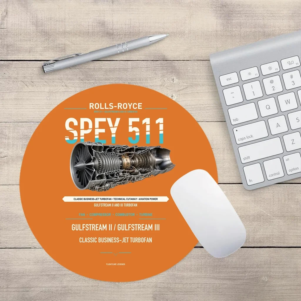SPEY 511 design on orange round mouse pad
