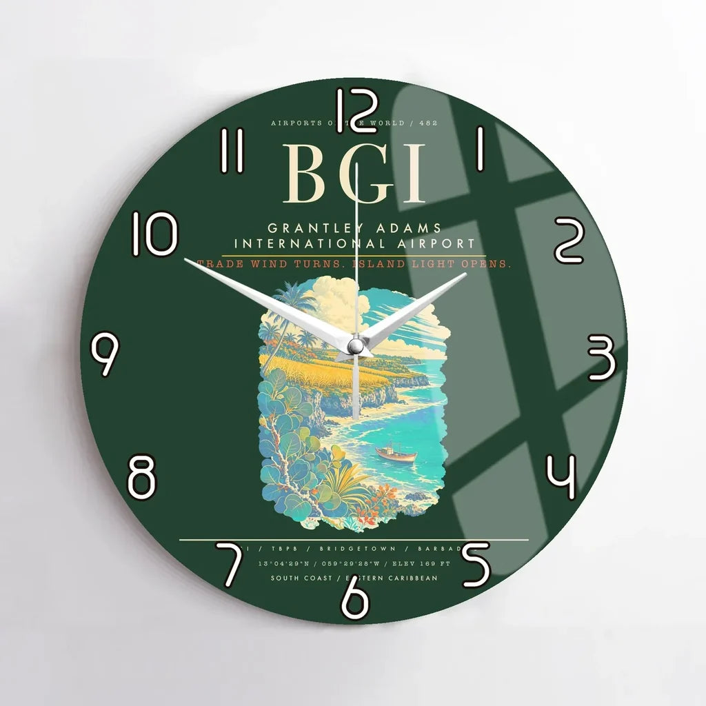 Grantley Adams International Airport BGI Wall-Clock No-Frame - Dark Green