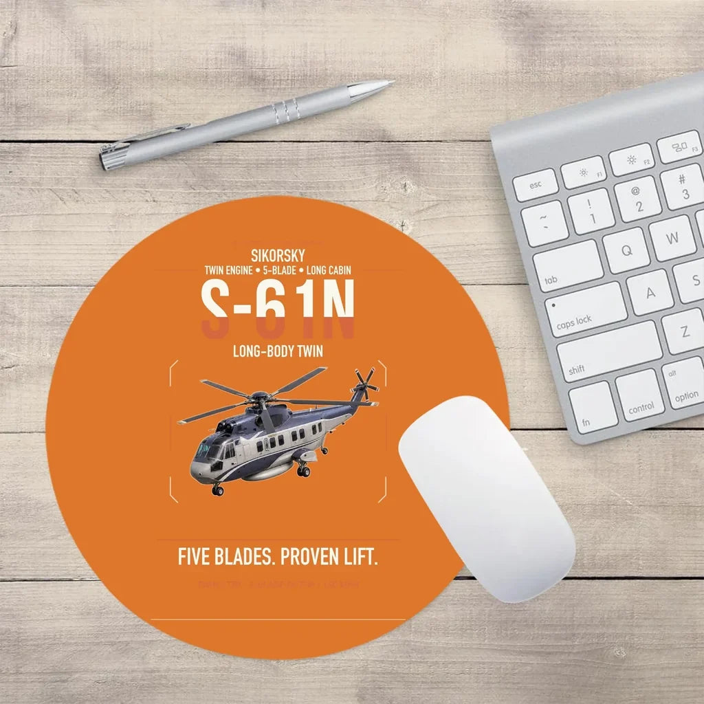 Sikorsky S-61N design on orange round mouse pad