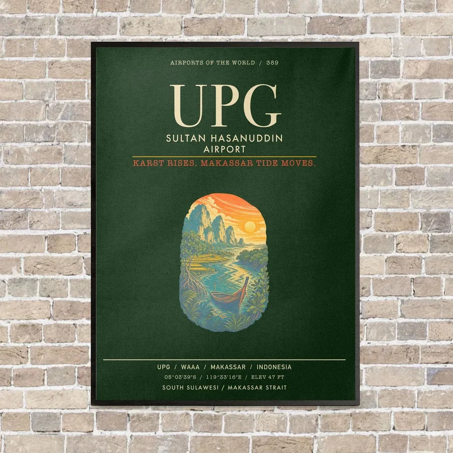 Sultan Hasanuddin Airport UPG - Canvas Framed - Dark Green