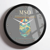 Thumbnail for Missoula Montana Airport (MSO) design on gray framed wall clock
