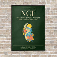 Thumbnail for Nice Cote dAzur Airport NCE - Canvas Framed - Dark Green
