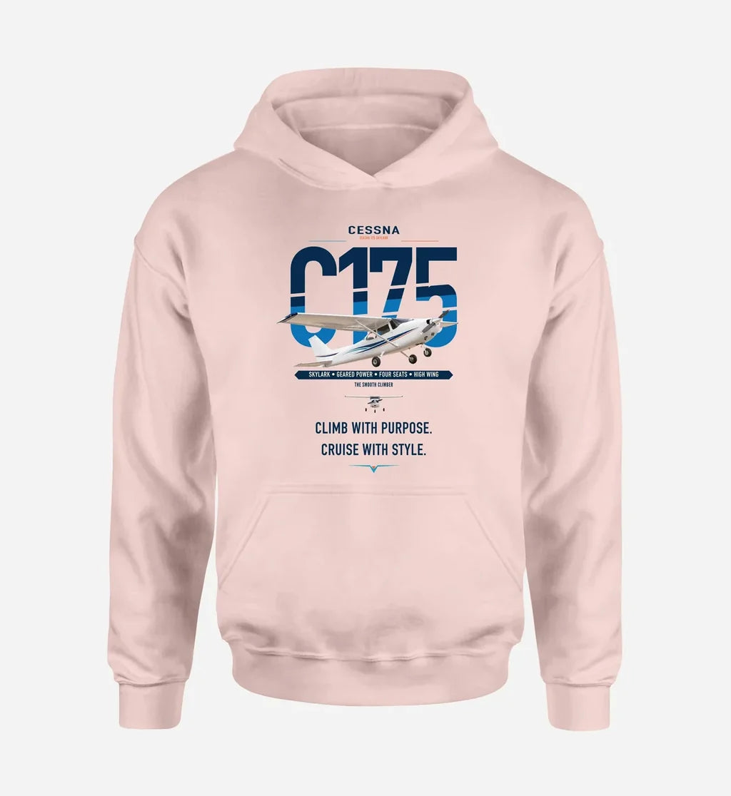Cessna 175 Skylark design on pink double-side hoodie, single-side print