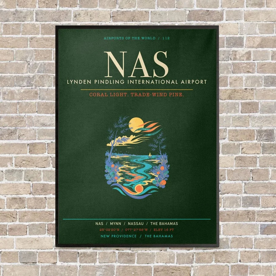 Lynden Pindling International Airport Nassau NAS - Canvas Framed - Dark Green