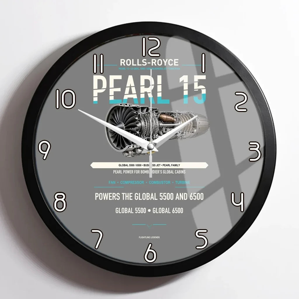 PEARL 15 design on gray framed wall clock