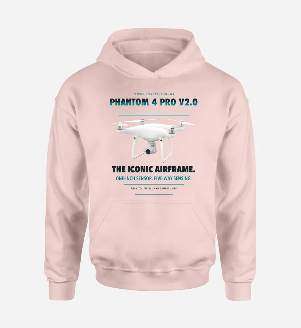 DJI Phantom 4 Pro V2.0 design on pink hoodie single side