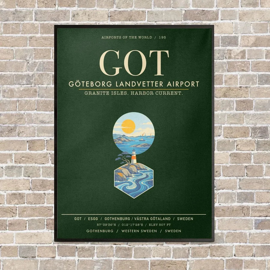 Goteborg Landvetter Airport GOT - Canvas Framed - Dark Green