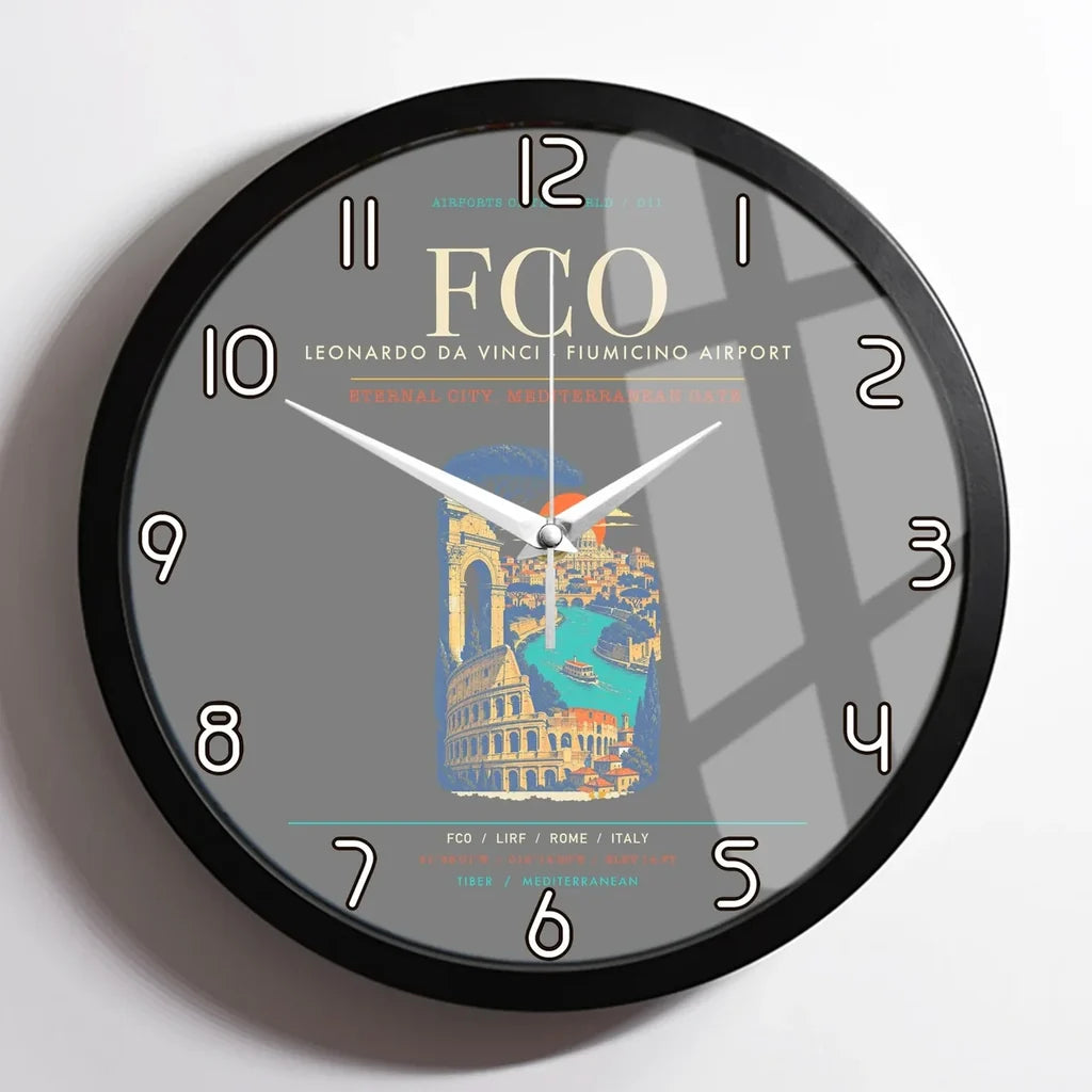 Rome Leonardo da Vinci Fiumicino Airport FCO Wall-Clock Framed - Gray