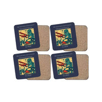 Thumbnail for The Grain Elevator Waypoint - Designed Coasters design on navy blue 4-pieces-set