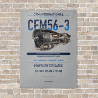 Thumbnail for CFM56-3 vertical canvas print - no frame - light gray background