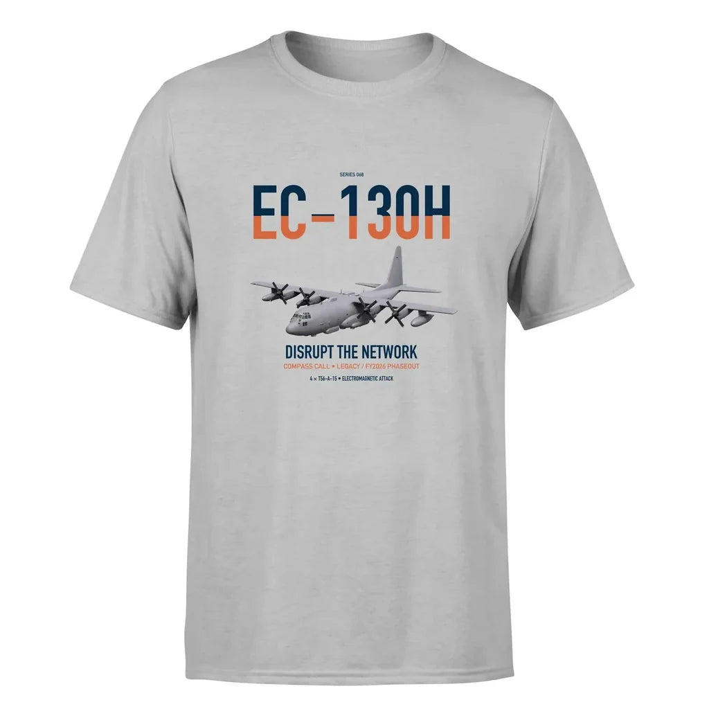 EC-130H Compass Call design on light gray double-side t-shirt, single-side print