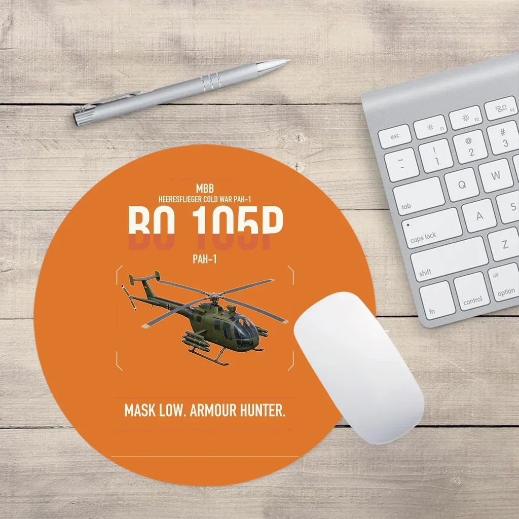 MBB BO 105P PAH-1 design on orange round mouse pad