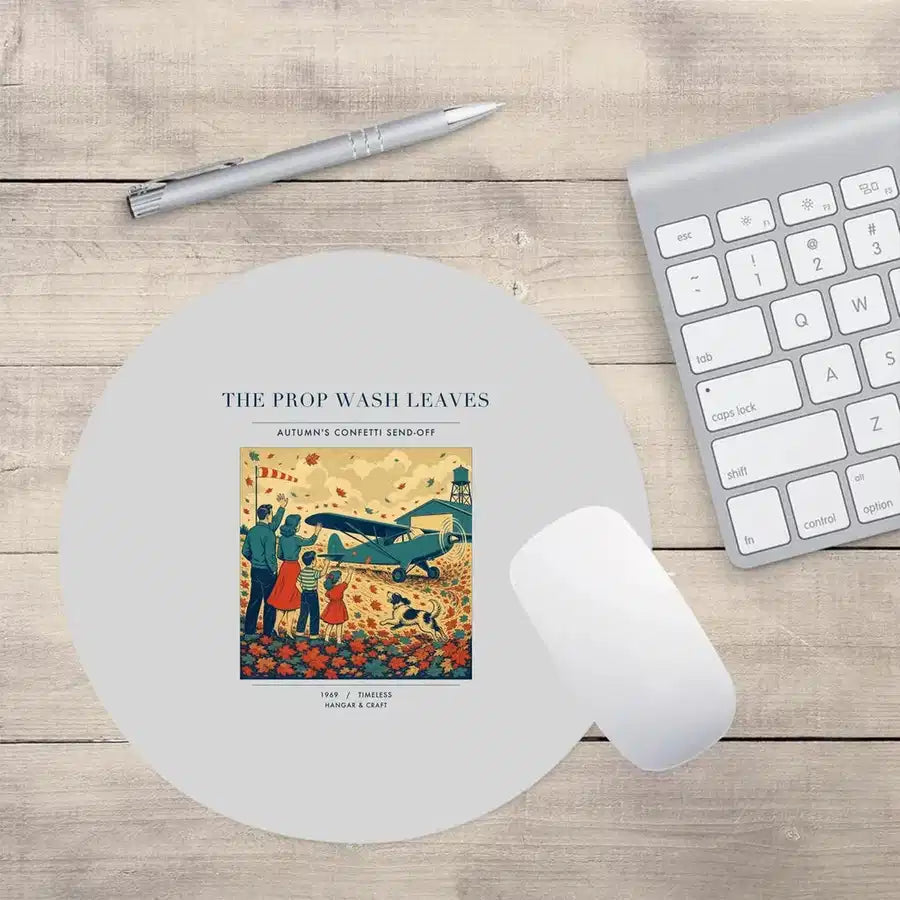 VINTAGE G4450 - The Prop Wash Leaves - Designed Mouse Pads design on lightgray round