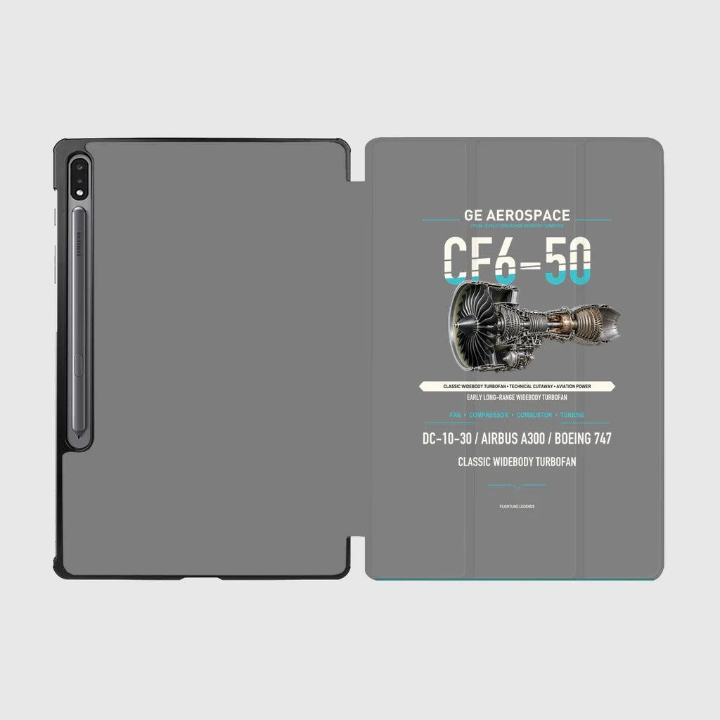 CF6-50 design on gray samsung tablet tablet case