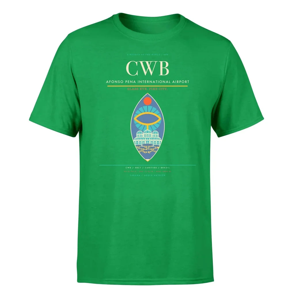 Afonso Pena International Airport (CWB) T-Shirt single-side front print in Green | afonso-pena-international-airport-cwb-double-side-t-shirt