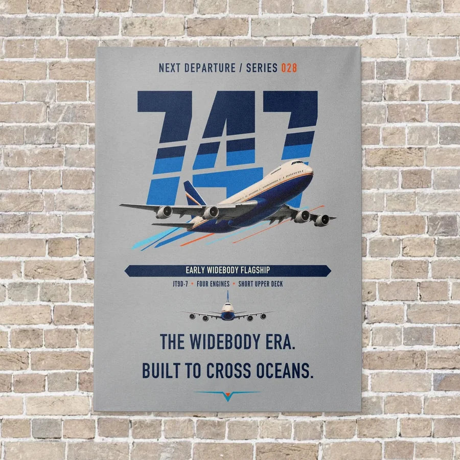 Boeing 747-200B vertical canvas print - no frame - light gray background