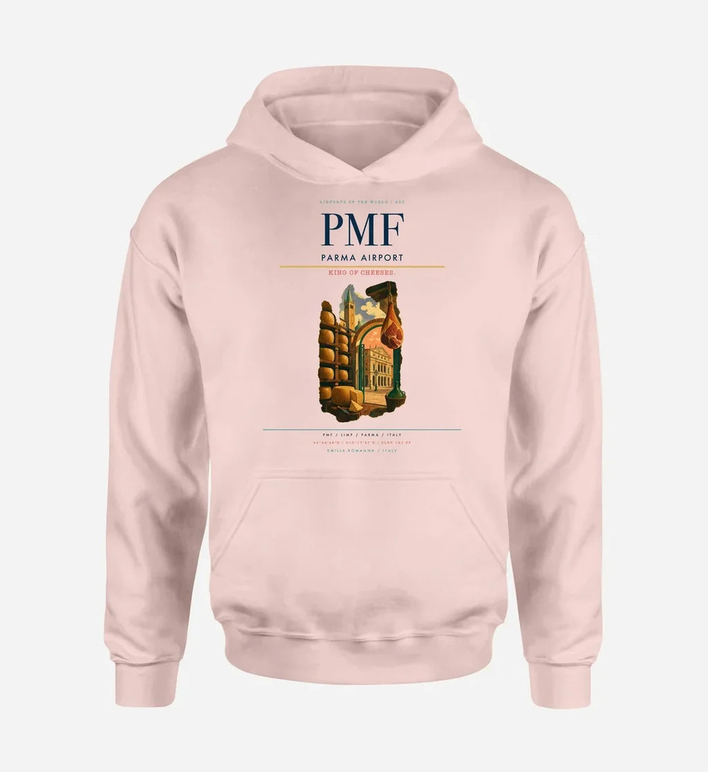 Parma Airport (PMF) design on pink hoodie single-side print