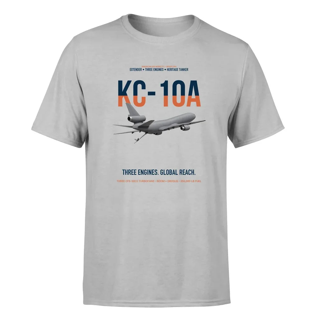 KC-10A EXTENDER design on light gray double-side t-shirt, single-side print