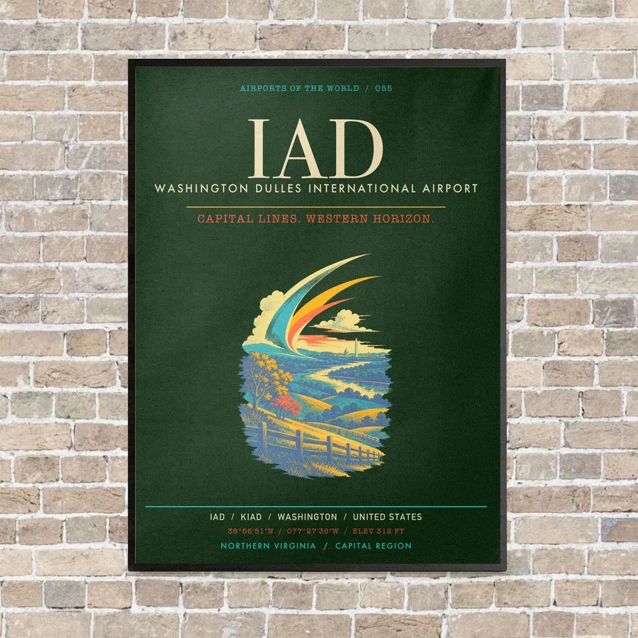 Washington Dulles International Airport IAD - Canvas Framed - Dark Green
