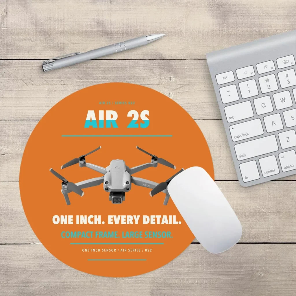 DJI Air 2S design on orange round mouse pad
