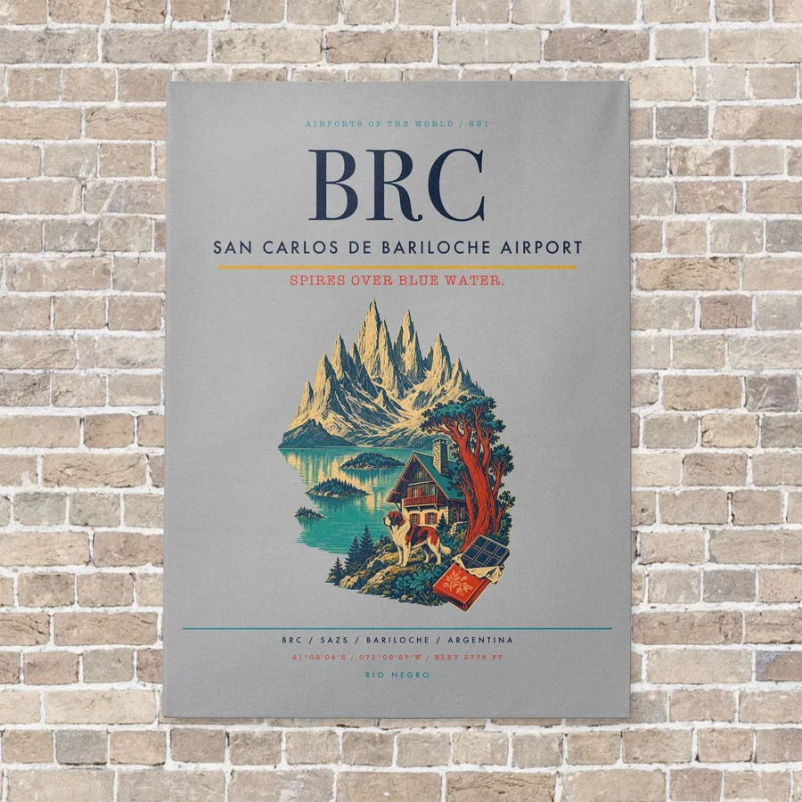 San Carlos de Bariloche Airport BRC - Canvas No Frame - Light Gray