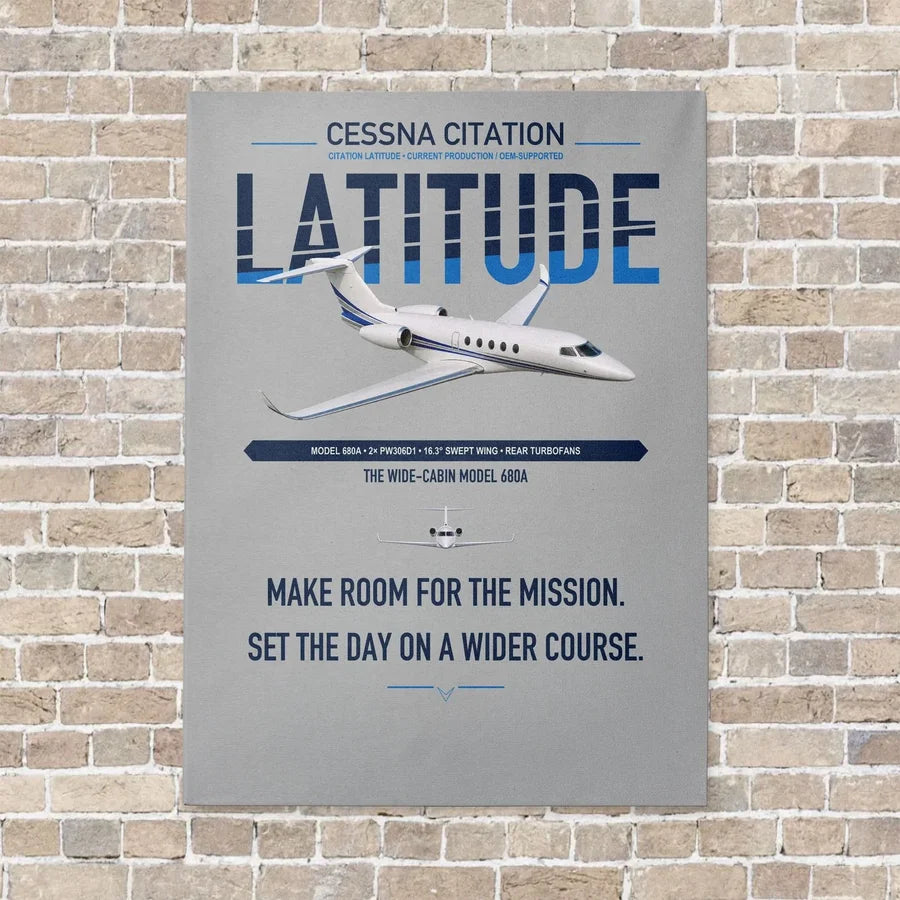 Cessna Citation Latitude vertical canvas print - no frame - light gray background