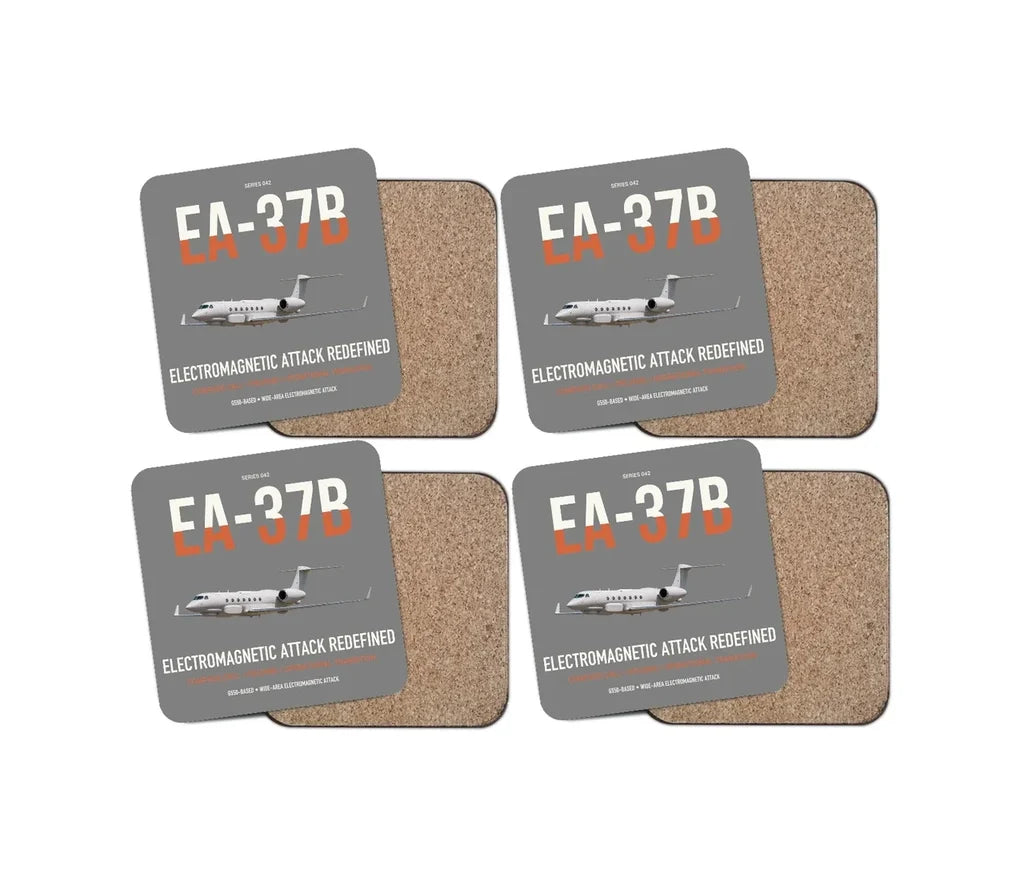 EA-37B Compass Call design on gray 4 pieces set coaster