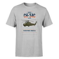 Thumbnail for Sikorsky CH-34C Choctaw design on light gray t-shirt, single-side print