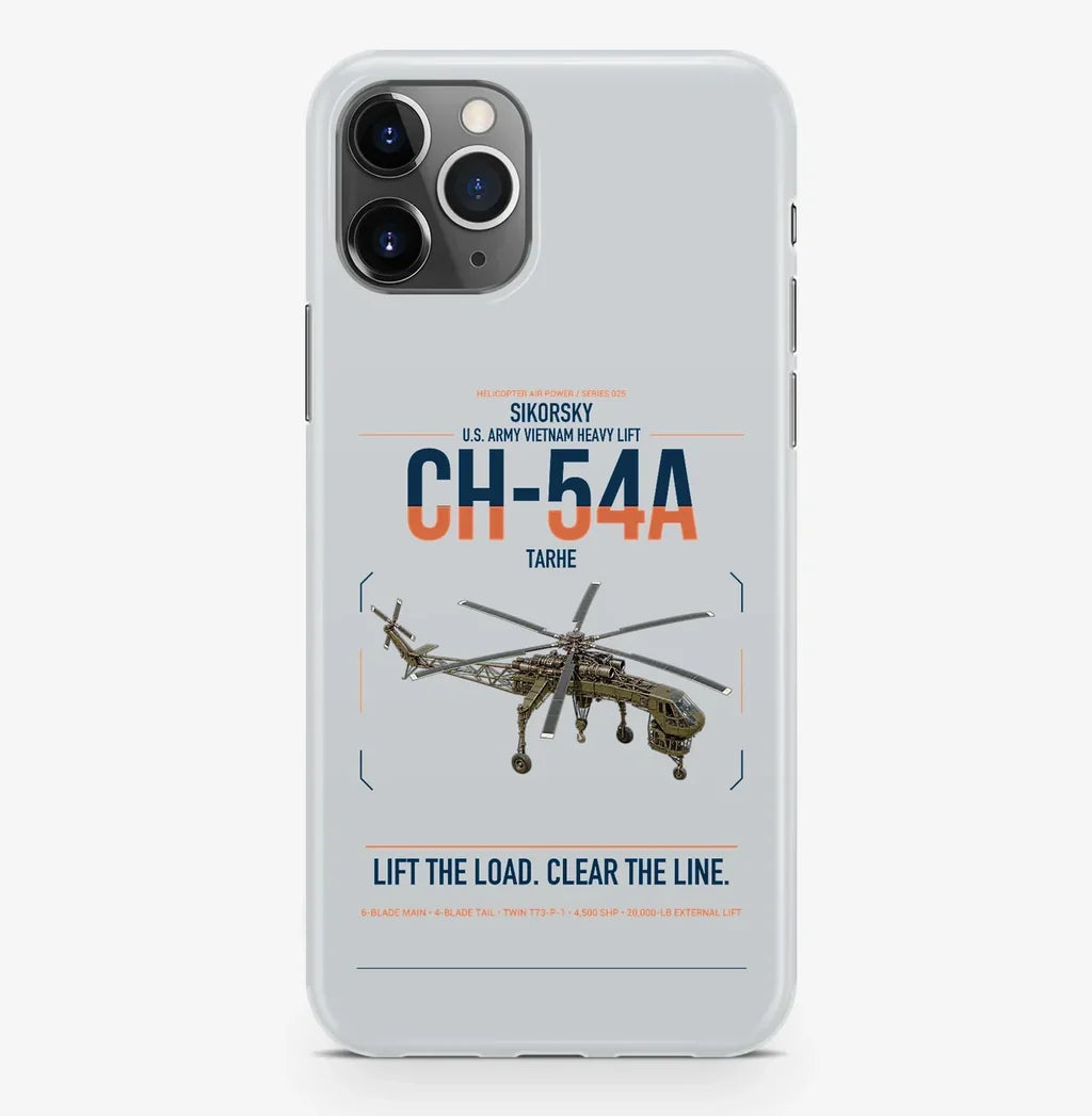 Sikorsky CH-54A Tarhe design on light gray magsafe iphone case, for iPhone Pro Max