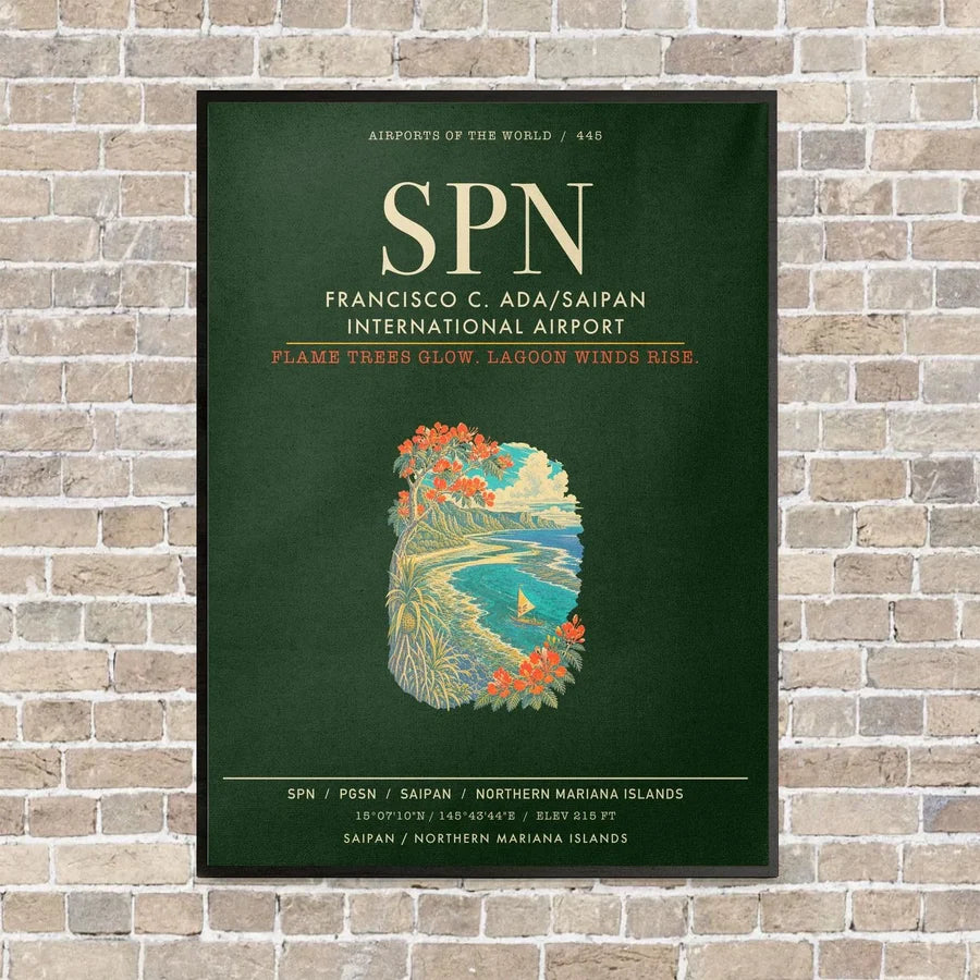Francisco C. Ada Saipan International Airport SPN - Canvas Framed - Dark Green