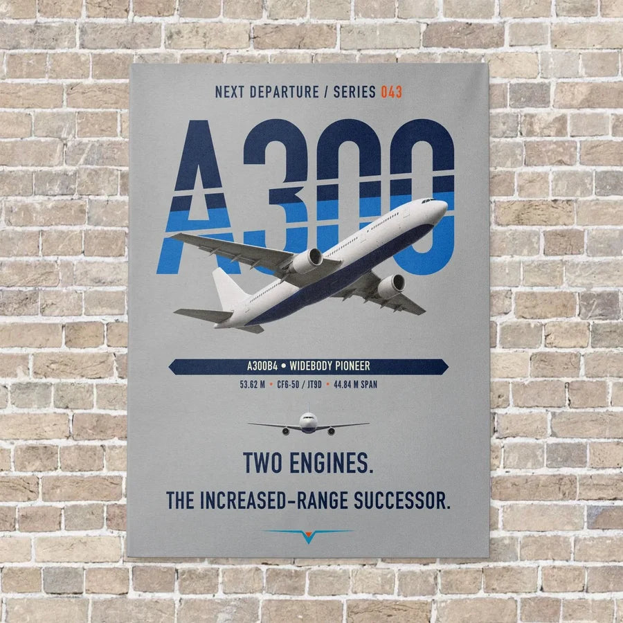 Airbus A300B4 vertical canvas print - no frame - light gray background