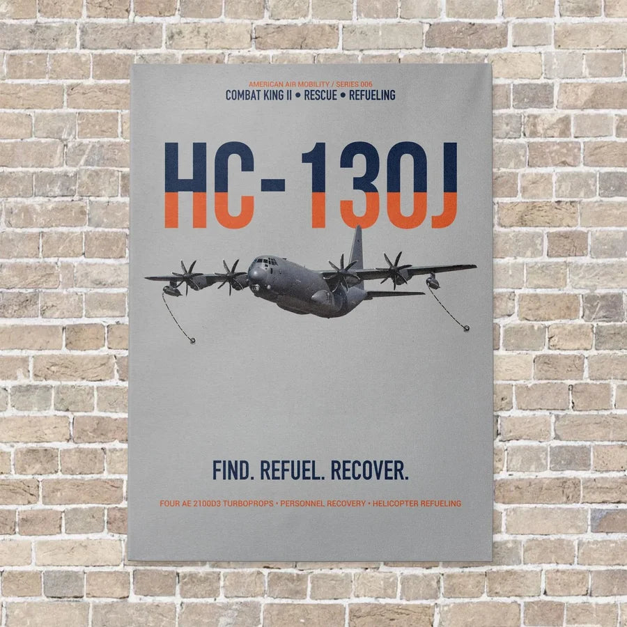HC-130J COMBAT KING II vertical canvas print - no frame - light gray background